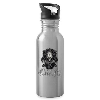 Gothik Okkult Rabe Gotik Schwarze Szene Wicca - Trinkflasche mit integriertem Trinkhalm - Lightsilver - Rechts
