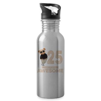 25 Years of being Awesome Teddy Bear - Trinkflasche mit integriertem Trinkhalm - Lightsilver - Rechts