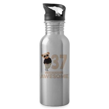 37 Years of being Awesome Teddy Bear - Trinkflasche mit integriertem Trinkhalm - Lightsilver - Rechts