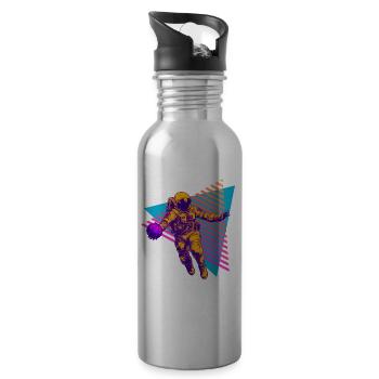 Basketball Astronaut 80s 90s - Water bottle with straw - silver - Right