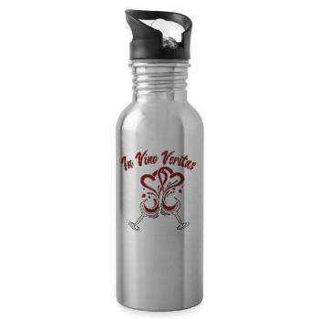 In Vino Veritas Prost Herz - Trinkflasche mit integriertem Trinkhalm - Lightsilver - Rechts