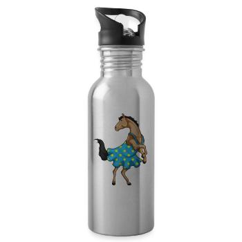 Pferd Polka Dots Kleid - Trinkflasche mit integriertem Trinkhalm - Lightsilver - Rechts
