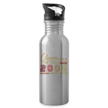 Klassisches Vintage 2006 Geburtstagsgeschenk - Trinkflasche mit integriertem Trinkhalm - Lightsilver - Rechts