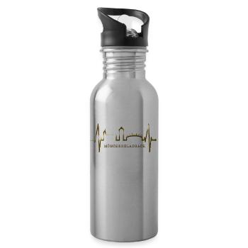 Mönchengladbach Skyline Heartbeat Fan I Love MG - Water bottle with straw - silver - Right