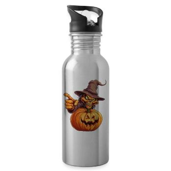Happy Halloween Monster Hut Kürbis Gruselig Horror - Trinkflasche mit integriertem Trinkhalm - Lightsilver - Rechts