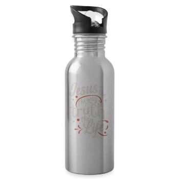 Jesus der Weg Wahrheit Leben - Trinkflasche mit integriertem Trinkhalm - Lightsilver - Rechts