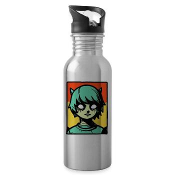 Anime Manga Cartoon Japan Katzen-Junge - Trinkflasche mit integriertem Trinkhalm - Lightsilver - Rechts