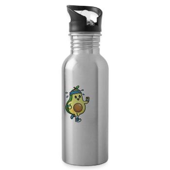 Avo-Cardio Day Avocada Calisthenics für Männer - Trinkflasche mit integriertem Trinkhalm - Lightsilver - Rechts