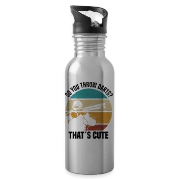 Wurfscheiben Schießen | Sport Wurfscheibe Geschenk - Trinkflasche mit integriertem Trinkhalm - Lightsilver - Rechts