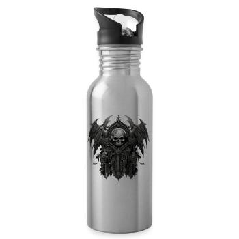 Gothik Okkult Rabe Gotik Schwarze Szene Wicca - Trinkflasche mit integriertem Trinkhalm - Lightsilver - Rechts