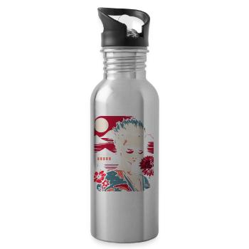 Manga und Anime: Ein Gangster im Urlaub in Okinawa - Trinkflasche mit integriertem Trinkhalm - Lightsilver - Rechts