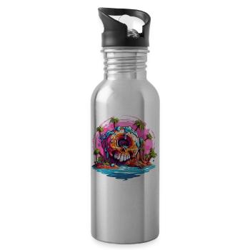 Monster Insel Donut - Trinkflasche mit integriertem Trinkhalm - Lightsilver - Rechts