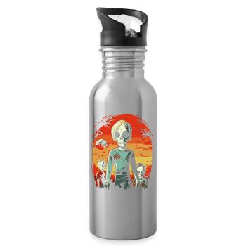 Dessin animé Anime Manga Zombie Goule Amis - Gourde avec paille intégrée - argent clair - Droite