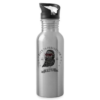 1981 Geburtstag Aged to perfection Old Man - Trinkflasche mit integriertem Trinkhalm - Lightsilver - Rechts