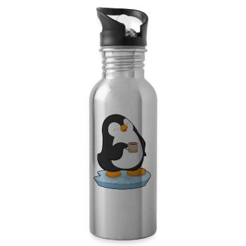 Pinguin Kaffee Tasse - Trinkflasche mit integriertem Trinkhalm - Lightsilver - Rechts