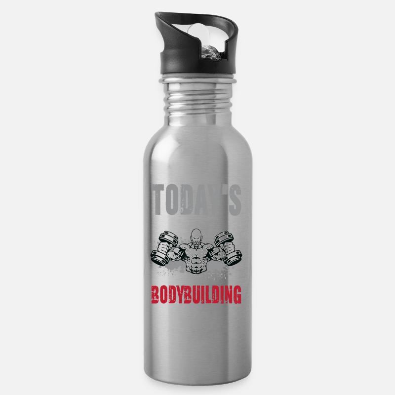 Today's Good Mood Bodybuilding - Trinkflasche mit integriertem Trinkhalm - Lightsilver