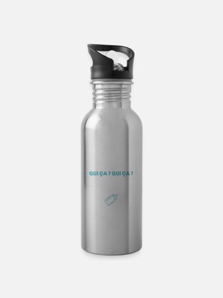 Biberons de Minuit Humour Naissance Humour Cadeau - Gourde avec paille intégrée - argent clair