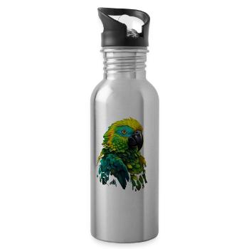 Ara Papagei für einen Vogelliebhaber - Trinkflasche mit integriertem Trinkhalm - Lightsilver - Rechts