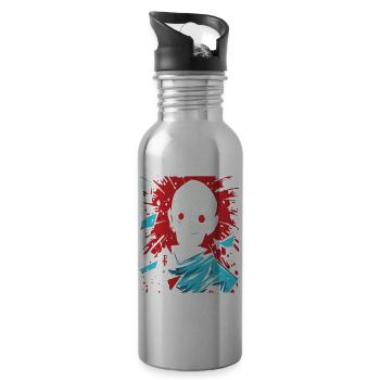 Grinsender böser Cartoon Nosferatu Vampir - Trinkflasche mit integriertem Trinkhalm - Lightsilver - Rechts