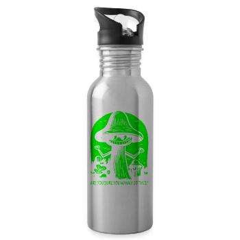Are you sure? Funny Insecure Cartoon Mushrooms - Water bottle with straw - silver - Right