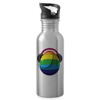 Osterei Ostern Regenbogen Musik - Trinkflasche mit integriertem Trinkhalm - Lightsilver - Rechts