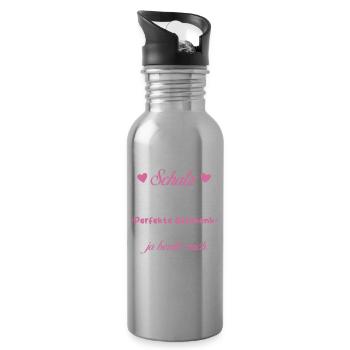 Das beste Geschenk für dich - Schatz - Spruch - Trinkflasche mit integriertem Trinkhalm - Lightsilver - Rechts