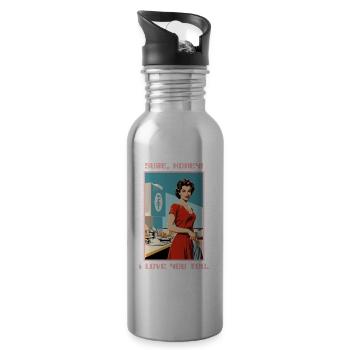 1950 Housewife Sure Dearest, I Love You Too - Water bottle with straw - silver - Right