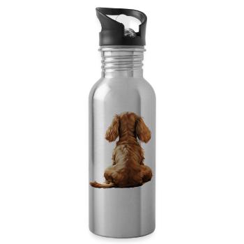 Cocker Spaniel - Water bottle with straw - silver - Right