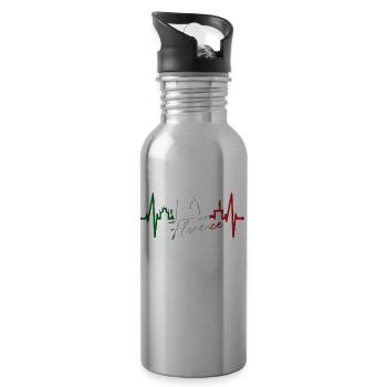 Florence Skyline Italy Heartbeat I Love Firenze - Water bottle with straw - silver - Right