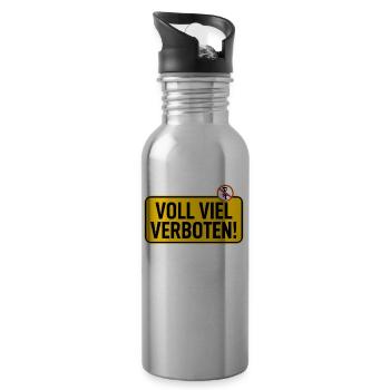Schild: Voll Viel Verboten - Trinkflasche mit integriertem Trinkhalm - Lightsilver - Rechts