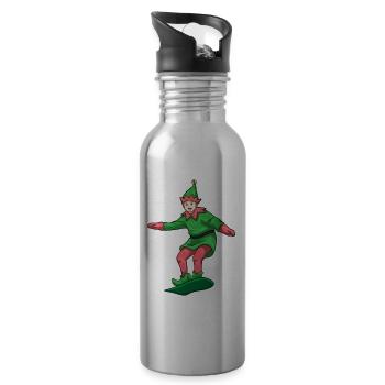 Elf Christmas Snowboard - Water bottle with straw - silver - Right