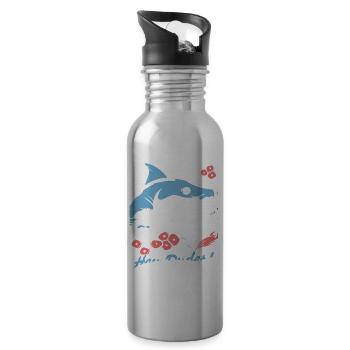 Hey Dudes! Lustiger frischer Cartoon-Hai - Trinkflasche mit integriertem Trinkhalm - Lightsilver - Rechts