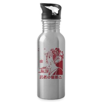 芸者の優雅さ : La grâce d’une geisha - Gourde avec paille intégrée - argent clair - Droite