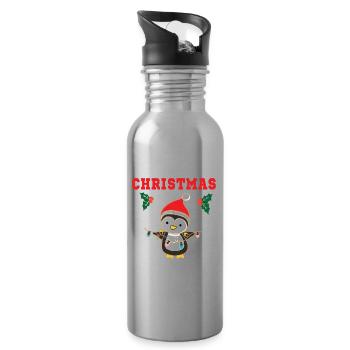 Was ich mir zu Weihnachten wünsche ist ein Pinguin - Trinkflasche mit integriertem Trinkhalm - Lightsilver - Rechts