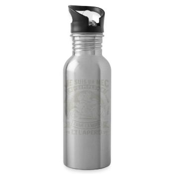 Je suis un mec simple j'aime la moto et l'apéro - Gourde avec paille intégrée - argent clair - Droite