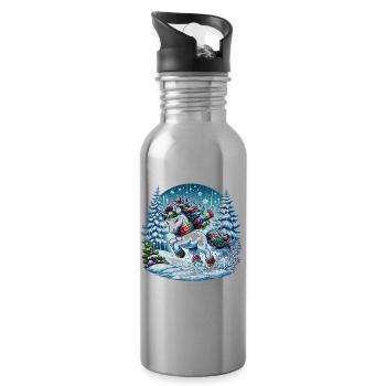 Unicorn in a Winter Wonderland - Trinkflasche mit integriertem Trinkhalm - Lightsilver - Rechts