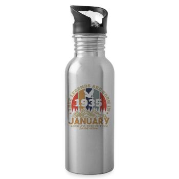 Geburtstagsgeschenk, geboren im Januar 1935 - Trinkflasche mit integriertem Trinkhalm - Lightsilver - Rechts