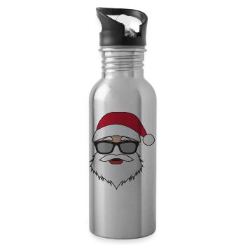 Lunettes de soleil drôles visage de Père Noël avec - Gourde avec paille intégrée - argent clair - Droite