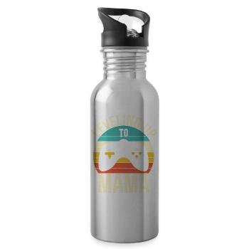 Aufleveln zur Mama Funny Gamer Mom - Trinkflasche mit integriertem Trinkhalm - Lightsilver - Rechts