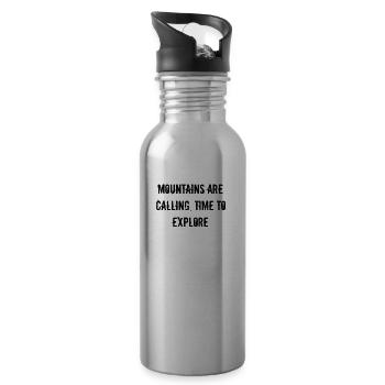 Hiking - Mountains are calling, time to explore - Water bottle with straw - silver - Right