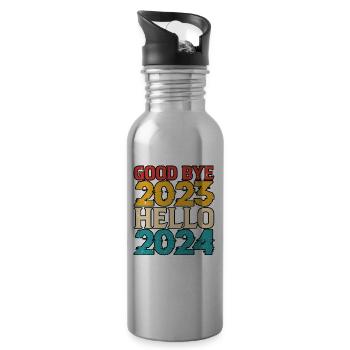 Hello 2024 - Water bottle with straw - silver - Right