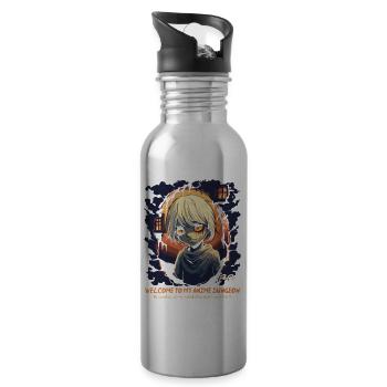 Anime Addiction: Welcome to My Anime Dungeon - Water bottle with straw - silver - Right