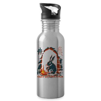 Komm in die Kerker Hölle des Horror Hasen - Trinkflasche mit integriertem Trinkhalm - Lightsilver - Rechts
