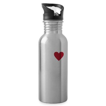 J'aime la moustache Saint Valentin Mari Papa Amour - Gourde avec paille intégrée - argent clair - Droite
