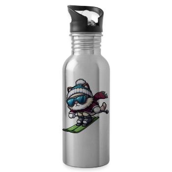 Cat Ski Skis Vacances d’hiver Sports d’hiver - Gourde avec paille intégrée - argent clair - Droite