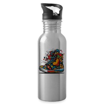 Sneaker d’amour Graffiti - Gourde avec paille intégrée - argent clair - Droite