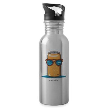 A cool can of soda with sunglasses - Water bottle with straw - silver - Right