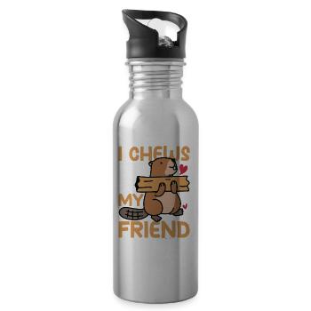 I Chews You As My Friend Biber - Trinkflasche mit integriertem Trinkhalm - Lightsilver - Rechts