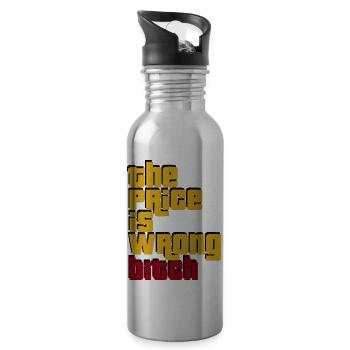 the price, Sprüche, geek, stylish, coole - Trinkflasche mit integriertem Trinkhalm - Lightsilver - Rechts