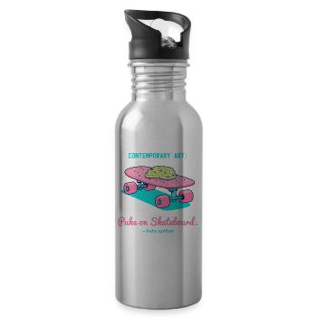 Modern Street Art: Puke on Skateboard - Water bottle with straw - silver - Right
